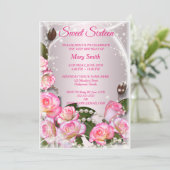Sweet 16 Elegante Rozen Verjaardag Uitnodiging (Staand voorkant)