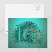 Sweet 16 elegante sjabloon van dwergveer briefkaart (Voorkant / Achterkant)