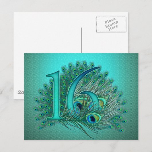 Sweet 16 elegante sjabloon van dwergveer briefkaart (Voorkant / Achterkant)