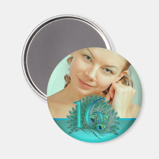 Sweet 16 elegante sjabloon van dwergveer magneet (Voorkant / Achterkant)