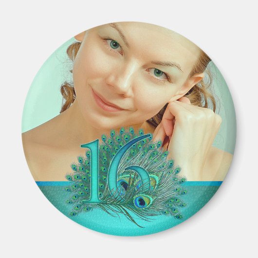 Sweet 16 elegante sjabloon van dwergveer magneet (Voorkant)