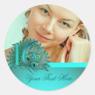 Sweet 16 elegante sjabloon van dwergveer ronde sticker