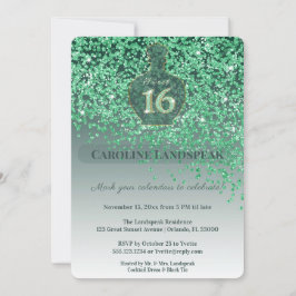 Sweet 16 Emerald Fragrance Green Glitter Ribbon Kaart