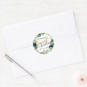 Sweet 16 Emerald Green Floral Butterfly Ronde Sticker (Envelop)