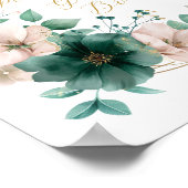 Sweet 16 Emerald Groen Bloemen Gastenboek teken Poster (Hoek)