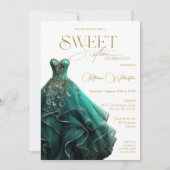 Sweet 16 Emerald Groene Jurk Goud Kaart (Voorkant)