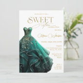Sweet 16 Emerald Groene Jurk Goud Kaart (Staand voorkant)