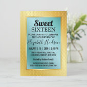 Sweet 16 Emerald Invitation with Gold Speckles Aankondiging (Staand voorkant)