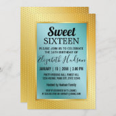 Sweet 16 Emerald Invitation with Gold Speckles Aankondiging (Voorkant / Achterkant)