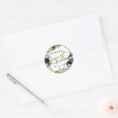 Sweet 16 Emerald Navy Blue Floral Butterfly Ronde Sticker (Envelop)