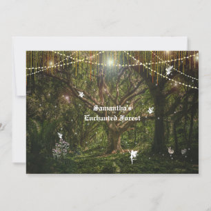 Sweet 16 Enchanted Forest Fairies Rabbit Flowers Kaart