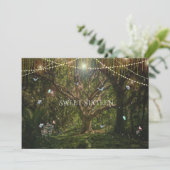 Sweet 16 Enchanted Forest Flowers Butterflies Invi Kaart (Staand voorkant)