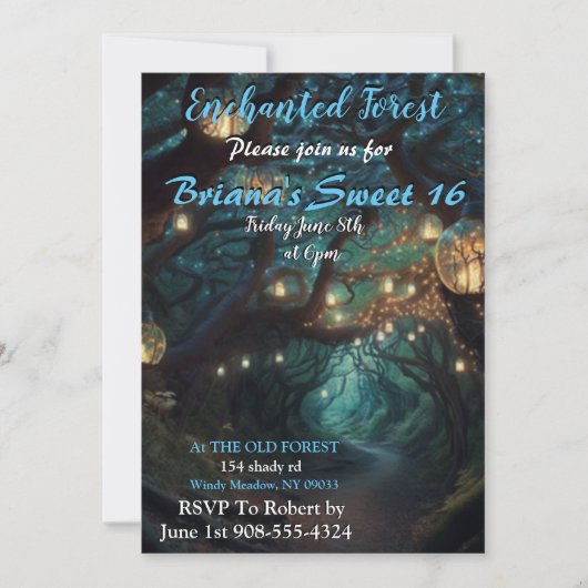 Sweet 16 Enchanted Forest Led Light Kaart (Voorkant)