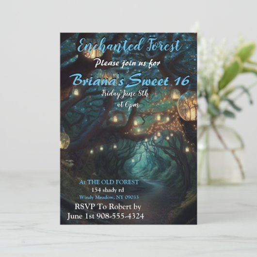 Sweet 16 Enchanted Forest Led Light Kaart (Staand voorkant)