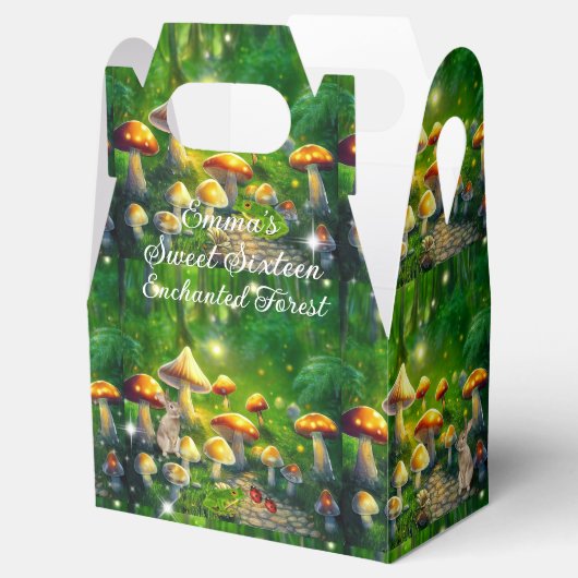 Sweet 16 Enchanted Forest Rabbits Frogs-paddenstoe Bedankdoosjes (Geopend)