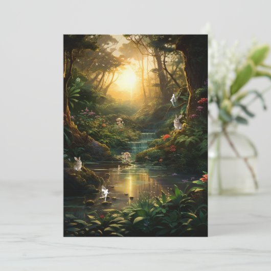 Sweet 16 Enchanted Forest River Bunny Fairy Kaart (Staand voorkant)
