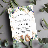 Sweet 16 eucalyptus greenery glitter elegant kaart