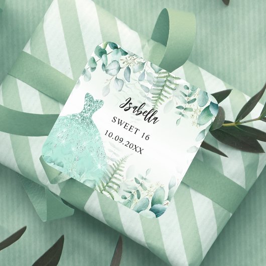 Sweet 16 eucalyptus groenachtig bosgebied vierkante sticker