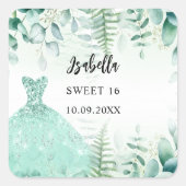 Sweet 16 eucalyptus groenachtig bosgebied vierkante sticker (Voorkant)