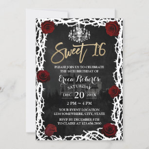 Sweet 16 Fairytale Roos & Thorn Birthday Kaart