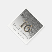 Sweet 16 Falling Black Glitter & Monogram Servet (Hoek)