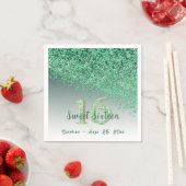 Sweet 16 Falling Green Glitter & Monogram Servet (Insitu)