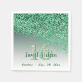 Sweet 16 Falling Green Glitter & Monogram Servet (Voorkant)
