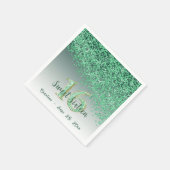 Sweet 16 Falling Green Glitter & Monogram Servet (Hoek)