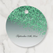 Sweet 16 Falling Green Glitter Personalized Bedankjes Labels (Achterkant)