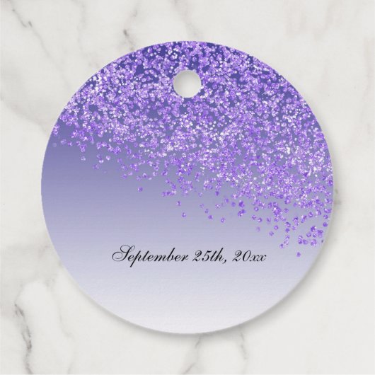 Sweet 16 Falling Paars Glitter Personalized Bedankjes Labels (Achterkant)