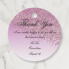 Sweet 16 Falling Roos Gold Glitter - Speciaal gepe Bedankjes Labels
