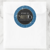 Sweet 16 Faux Blue Glitter Envelope Seal Ronde Sticker (Tas)