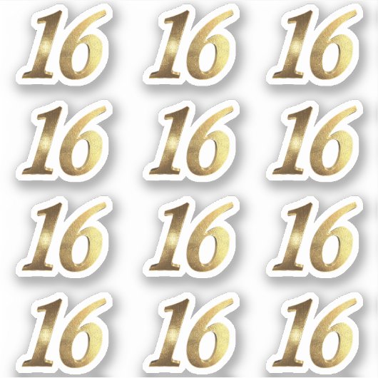 Sweet 16 Faux Gold 16e Jubileum Sticker (Voorkant)