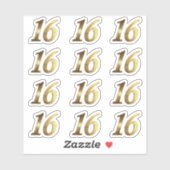 Sweet 16 Faux Gold 16e Jubileum Sticker (Vel)