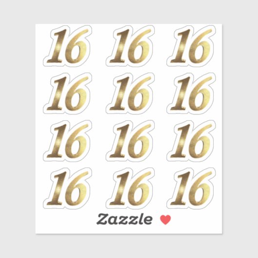 Sweet 16 Faux Gold 16e Jubileum Sticker (Vel)