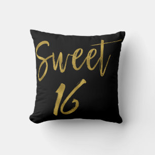 Sweet 16 Faux Gold en Zwart Folie Kussen