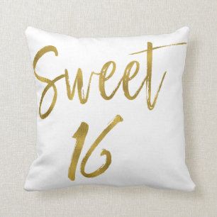 Sweet 16 Faux Gold Foil Pillow Kussen