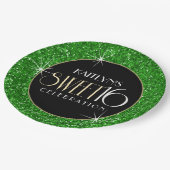 Sweet 16 Faux Green Glitter Papieren Bordje (Gekanteld)