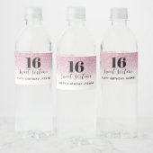 Sweet 16 Faux Hot Pink Glitter Birthday Waterfles Etiket (Flessen)