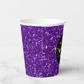 Sweet 16 Faux Paars Glitter Papieren Bekers (Rechts)