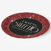 Sweet 16 Faux Red Glitter Papieren Bordje (Gekanteld)