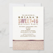 SWEET 16 Faux Roos Gold Champagne Uitnodiging (Voorkant)