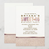 SWEET 16 Faux Roos Gold Champagne Uitnodiging (Voorkant / Achterkant)