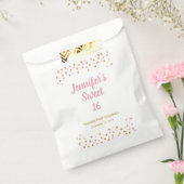 Sweet 16 Favor Bag Pink Gold Glitter Confetti Bedankzakje (Gezegeld)