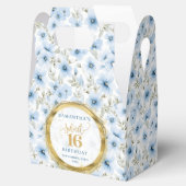 Sweet 16 Favor Box Dusty Blue Boho Floral Glitter Bedankdoosjes (Geopend)