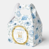 Sweet 16 Favor Box Pastel Blue Boho Floral Sparkle Bedankdoosjes
