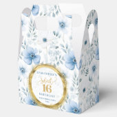 Sweet 16 Favor Box Waterverf Blue Boho Flowers Bedankdoosjes (Geopend)