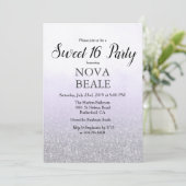 Sweet 16-feest glitter lavendel uitnodiging (Staand voorkant)