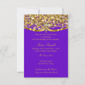 Sweet 16 Feest Glitter Paars Goud Uitnodiging (Achterkant)
