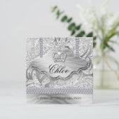 Sweet 16-feest Gradschoen Witte Kroon Sieraden Bla Kaart (Staand voorkant)